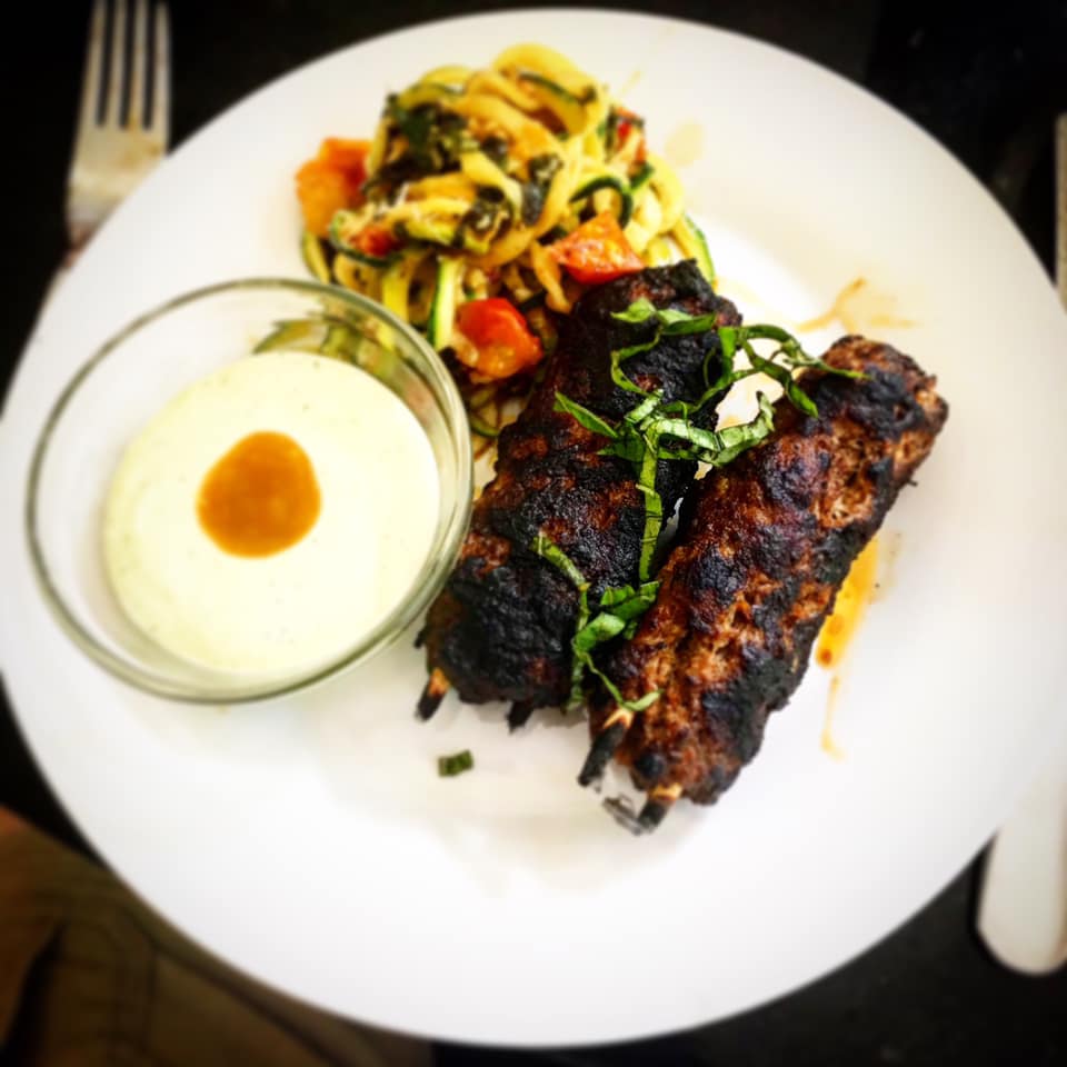 Lamb Kofta and Zucchini Pasta in Heirloom Tomato Sauce